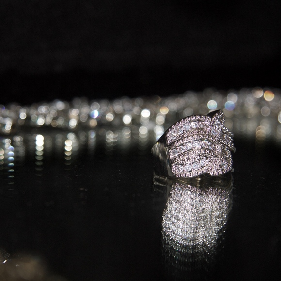 925 18kt gold dipped gorgeous chanel pave style - Picture 4 of 7